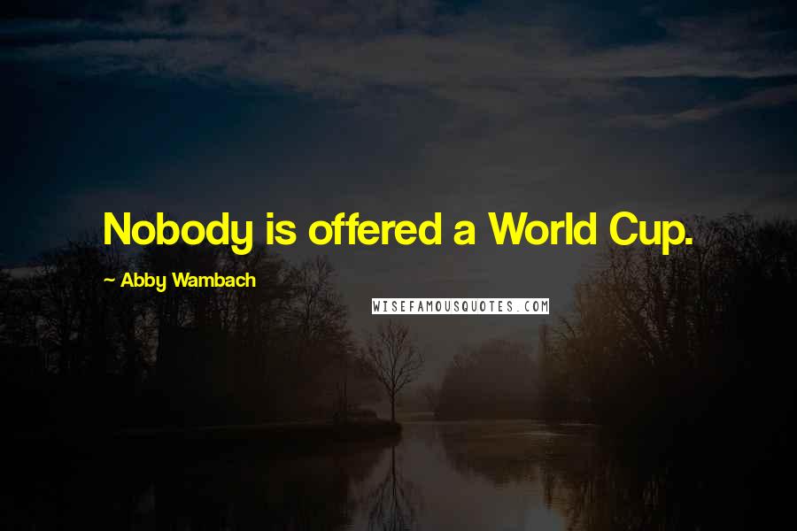 Abby Wambach Quotes: Nobody is offered a World Cup.