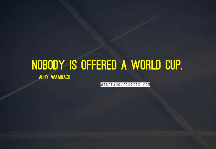 Abby Wambach Quotes: Nobody is offered a World Cup.