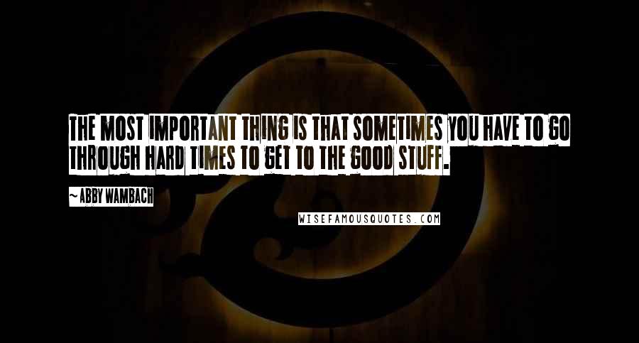 Abby Wambach Quotes: The most important thing is that sometimes you have to go through hard times to get to the good stuff.