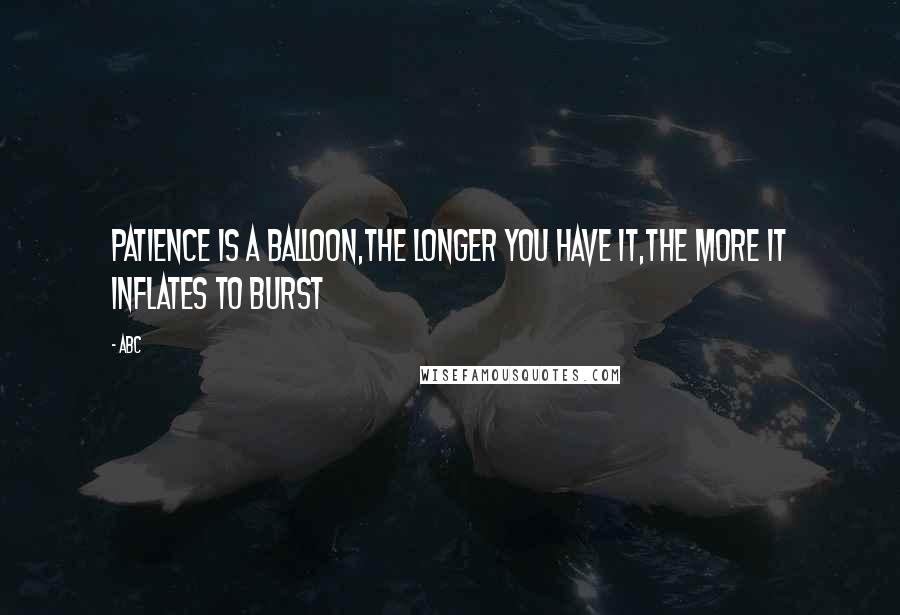 ABC Quotes: Patience is a balloon,the longer you have it,the more it inflates to burst