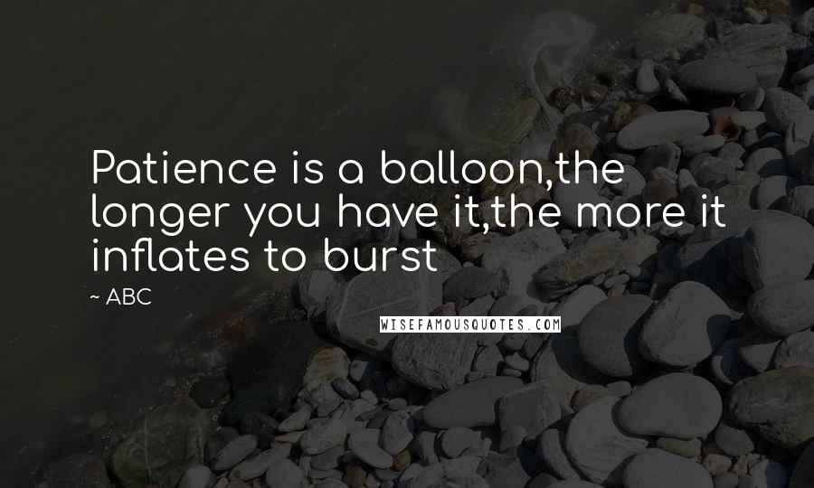 ABC Quotes: Patience is a balloon,the longer you have it,the more it inflates to burst