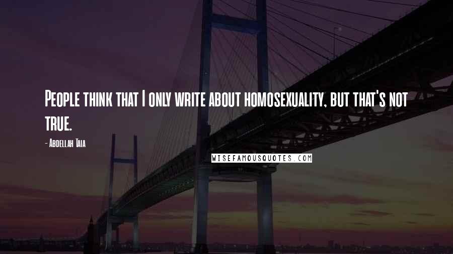 Abdellah Taia Quotes: People think that I only write about homosexuality, but that's not true.