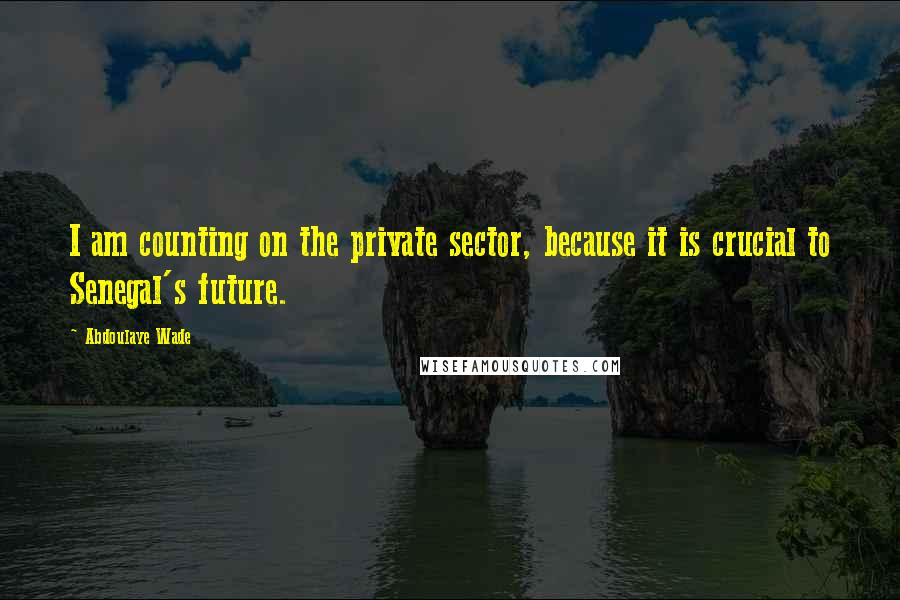 Abdoulaye Wade Quotes: I am counting on the private sector, because it is crucial to Senegal's future.