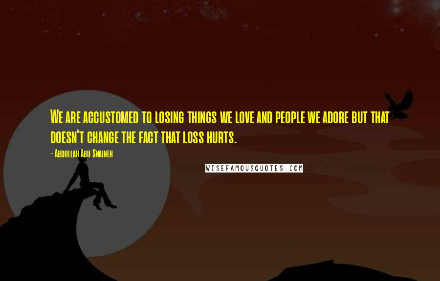 Abdullah Abu Snaineh Quotes: We are accustomed to losing things we love and people we adore but that doesn't change the fact that loss hurts.