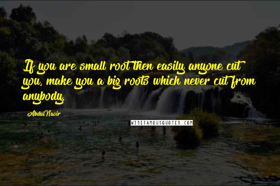 AbdulNasir Quotes: If you are small root then easily anyone cut you, make you a big roots which never cut from anybody.