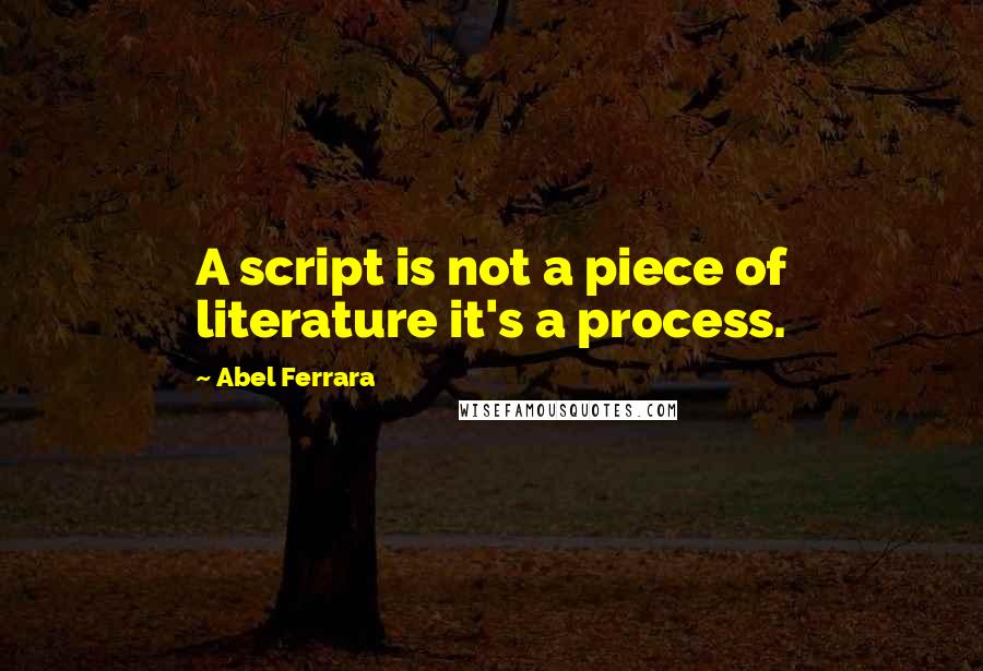 Abel Ferrara Quotes: A script is not a piece of literature it's a process.