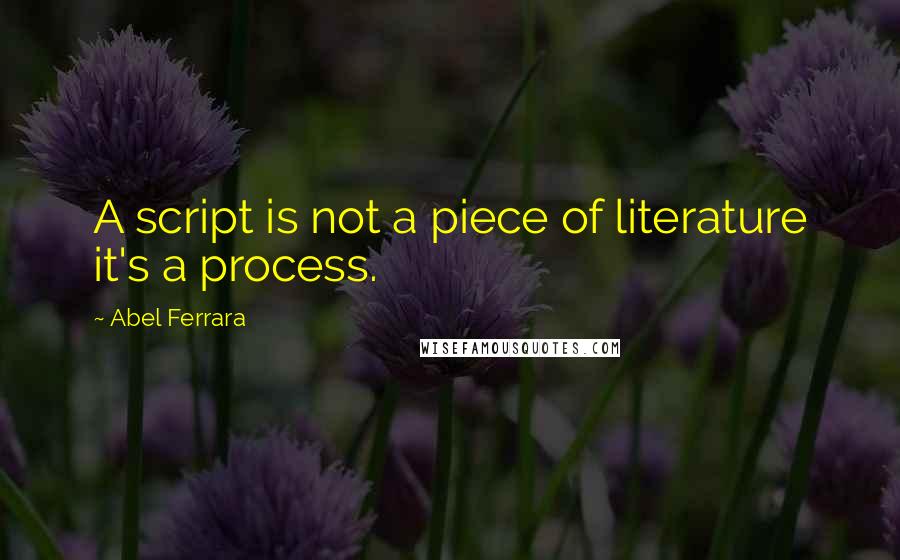 Abel Ferrara Quotes: A script is not a piece of literature it's a process.