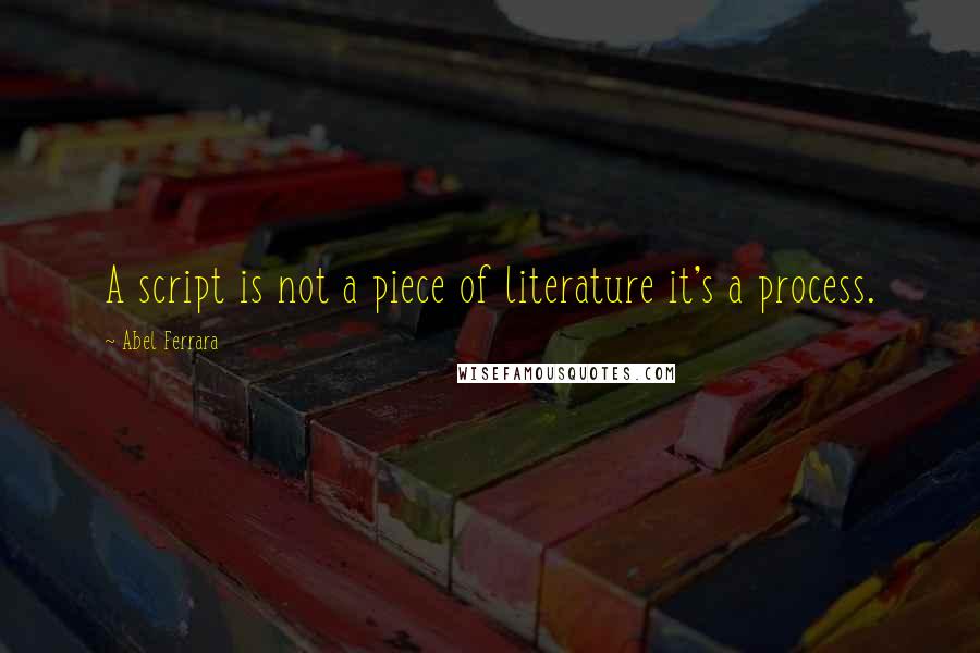 Abel Ferrara Quotes: A script is not a piece of literature it's a process.