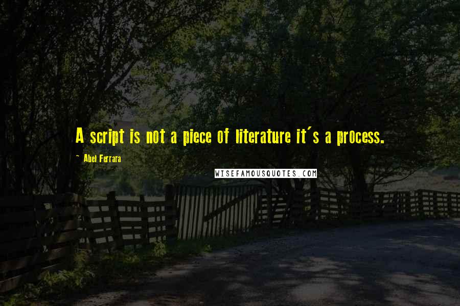 Abel Ferrara Quotes: A script is not a piece of literature it's a process.