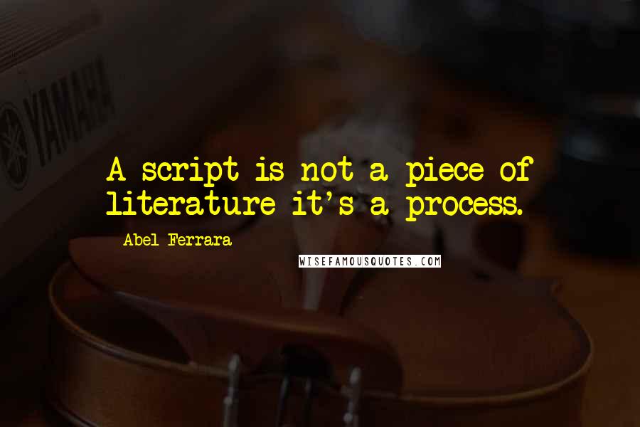 Abel Ferrara Quotes: A script is not a piece of literature it's a process.