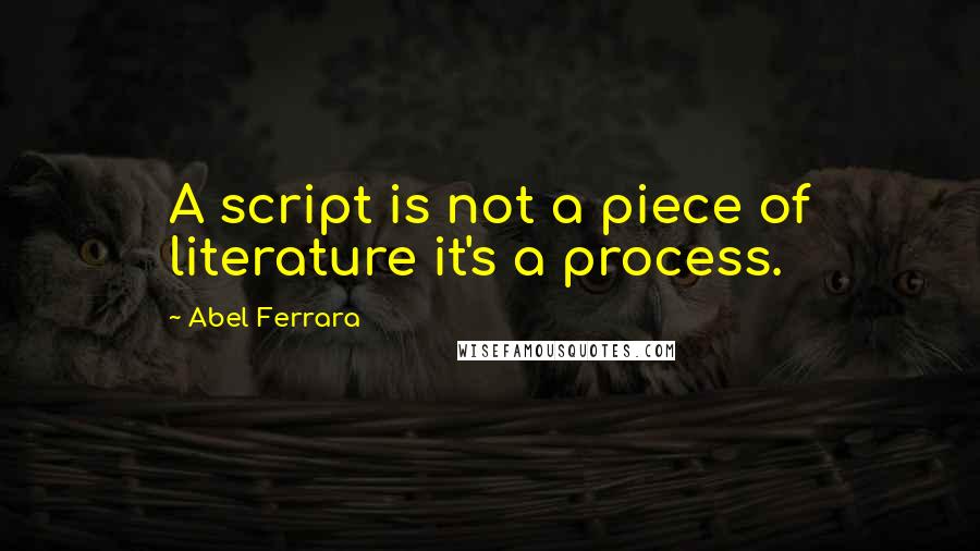 Abel Ferrara Quotes: A script is not a piece of literature it's a process.