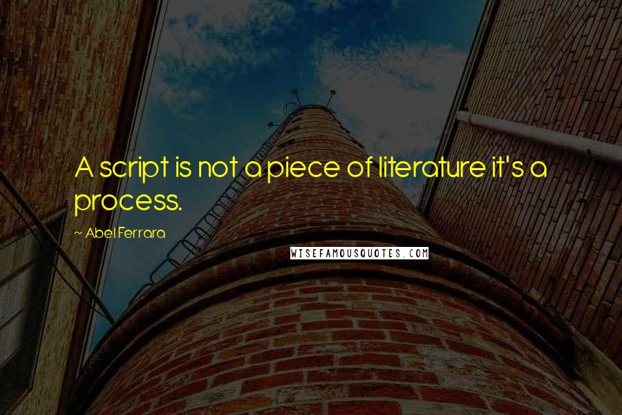 Abel Ferrara Quotes: A script is not a piece of literature it's a process.