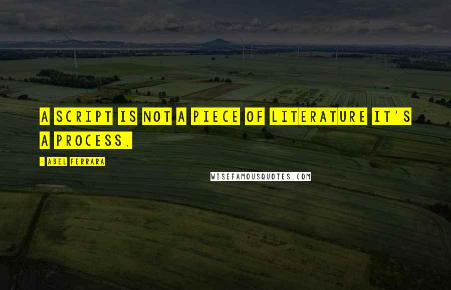 Abel Ferrara Quotes: A script is not a piece of literature it's a process.