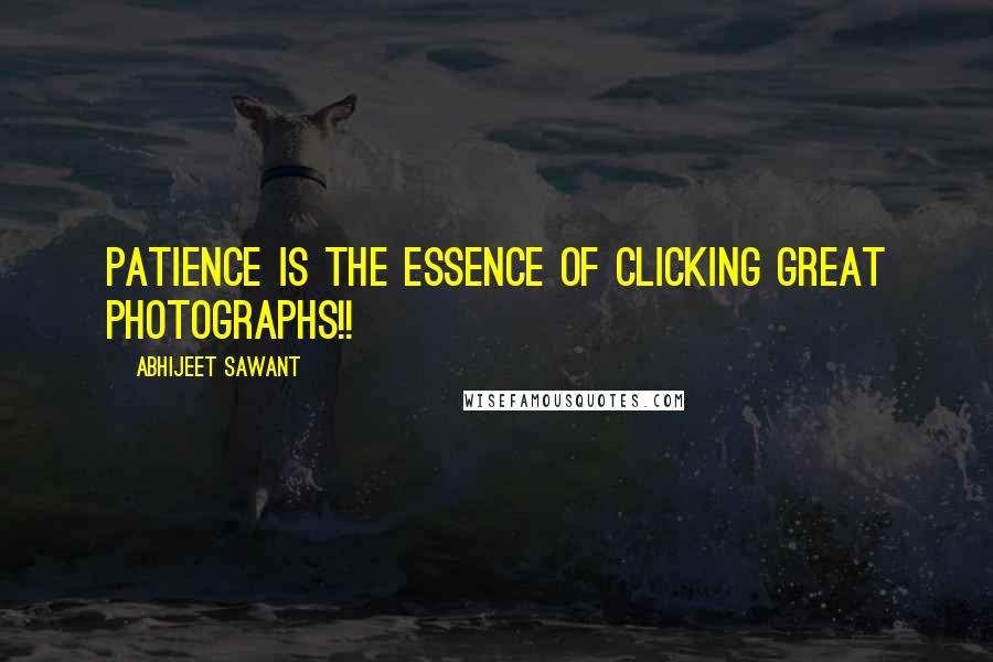 Abhijeet Sawant Quotes: Patience is the essence of clicking great Photographs!!