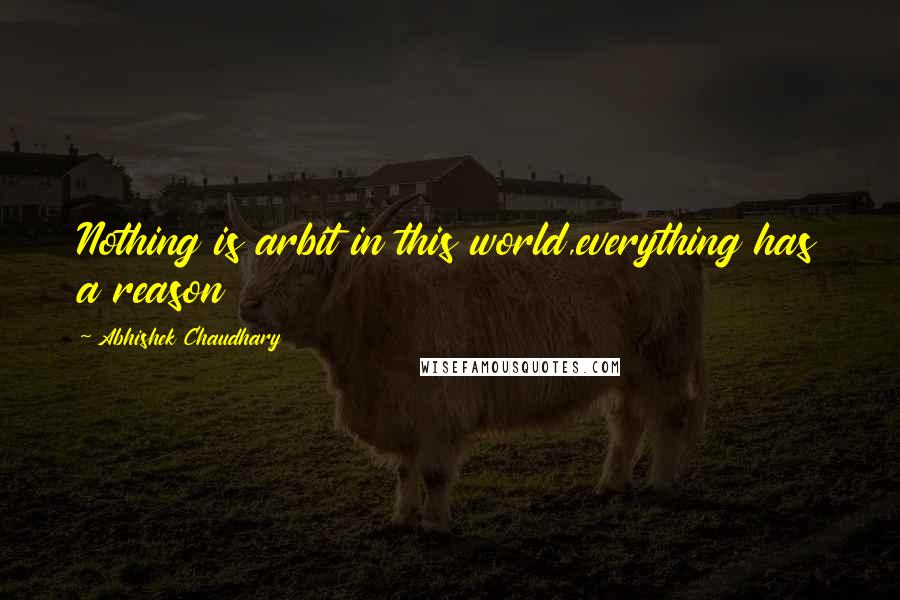 Abhishek Chaudhary Quotes: Nothing is arbit in this world,everything has a reason