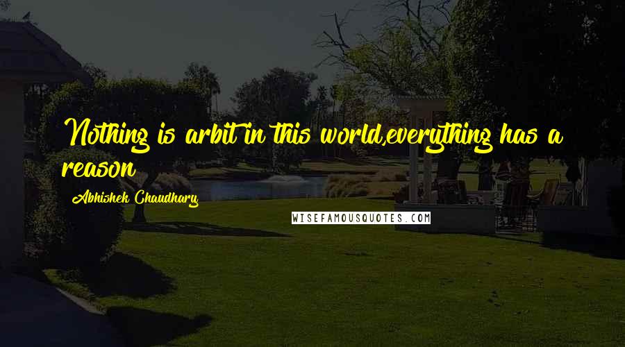 Abhishek Chaudhary Quotes: Nothing is arbit in this world,everything has a reason