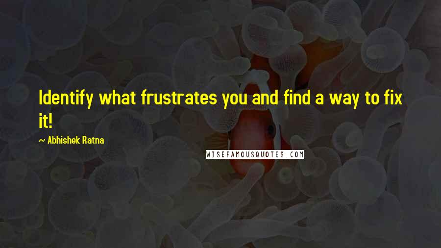 Abhishek Ratna Quotes: Identify what frustrates you and find a way to fix it!