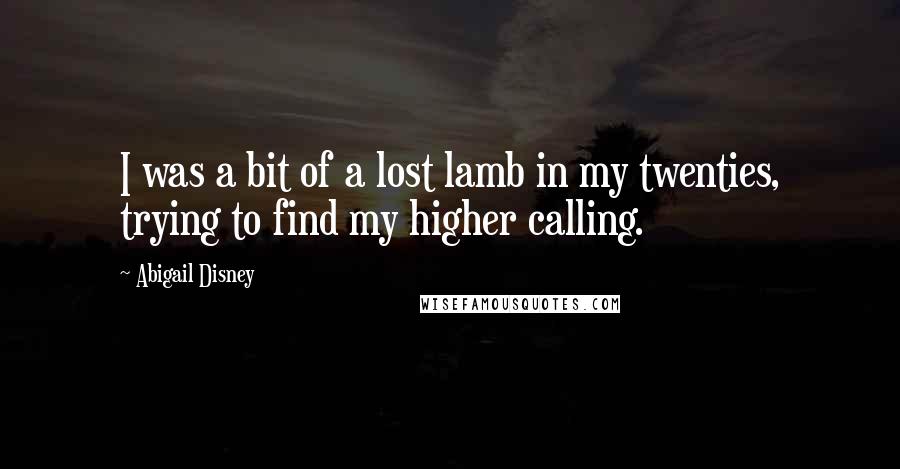 Abigail Disney Quotes: I was a bit of a lost lamb in my twenties, trying to find my higher calling.