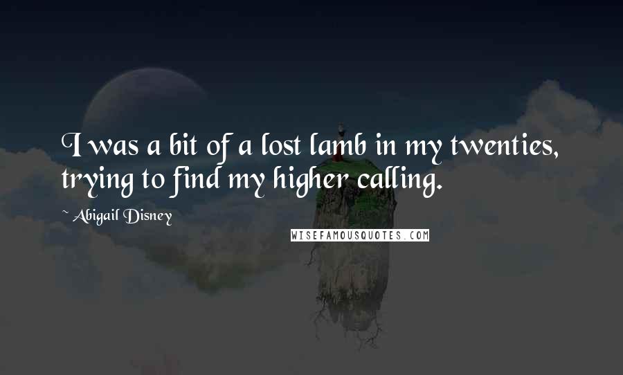 Abigail Disney Quotes: I was a bit of a lost lamb in my twenties, trying to find my higher calling.