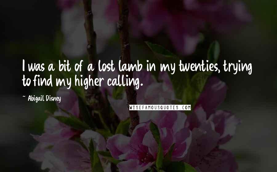 Abigail Disney Quotes: I was a bit of a lost lamb in my twenties, trying to find my higher calling.