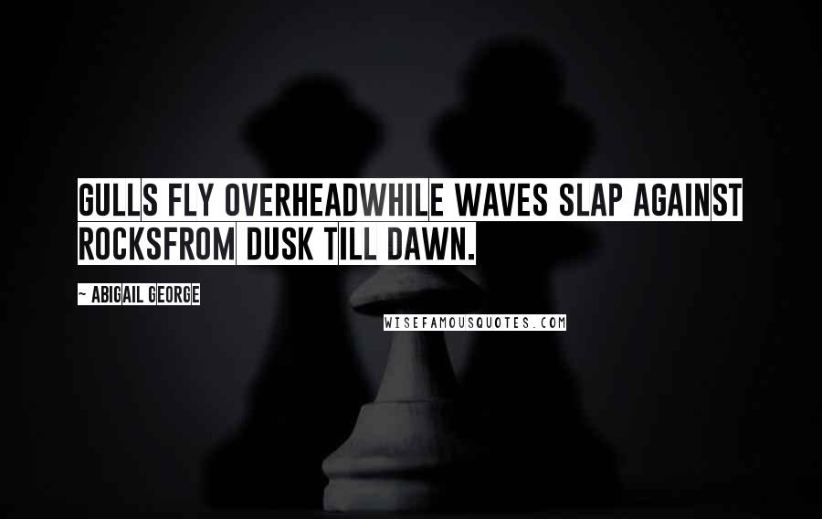 Abigail George Quotes: Gulls fly overheadWhile waves slap against rocksFrom dusk till dawn.