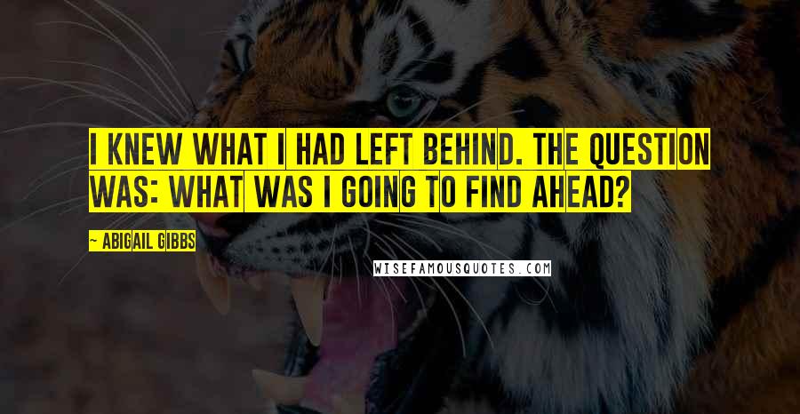 Abigail Gibbs Quotes: I knew what I had left behind. The question was: What was I going to find ahead?