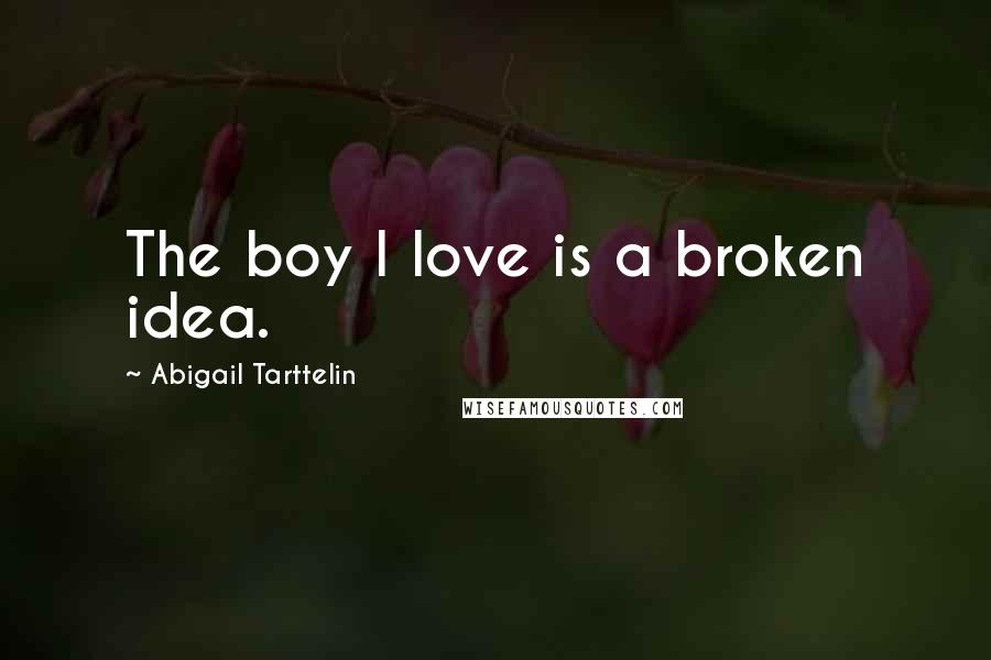 Abigail Tarttelin Quotes: The boy I love is a broken idea.