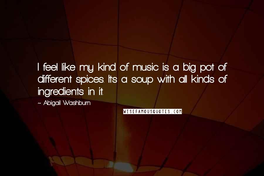 Abigail Washburn Quotes: I feel like my kind of music is a big pot of different spices. It's a soup with all kinds of ingredients in it.