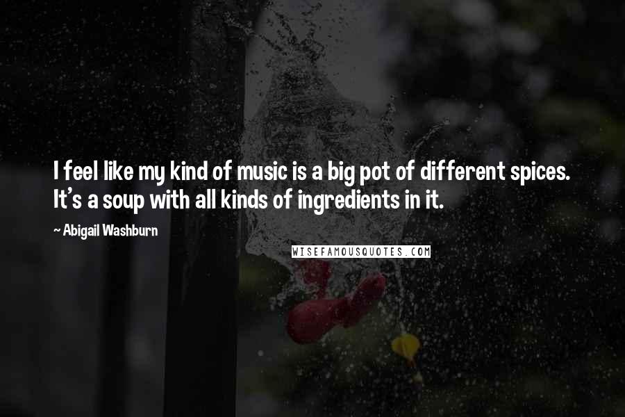 Abigail Washburn Quotes: I feel like my kind of music is a big pot of different spices. It's a soup with all kinds of ingredients in it.