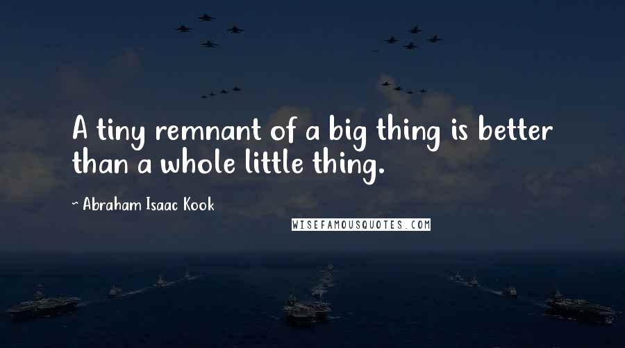 Abraham Isaac Kook Quotes: A tiny remnant of a big thing is better than a whole little thing.