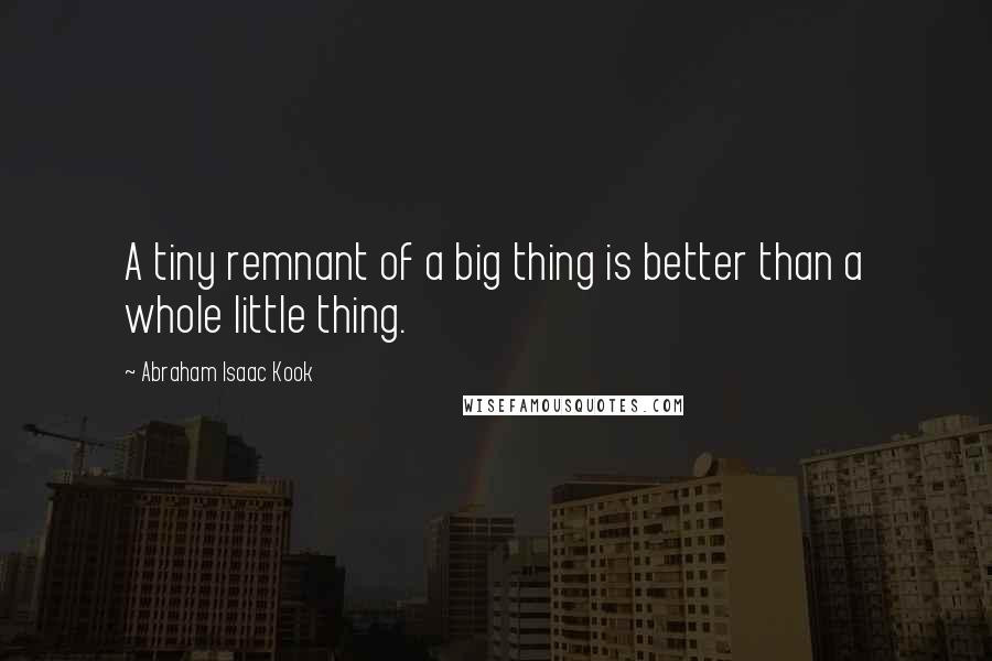 Abraham Isaac Kook Quotes: A tiny remnant of a big thing is better than a whole little thing.