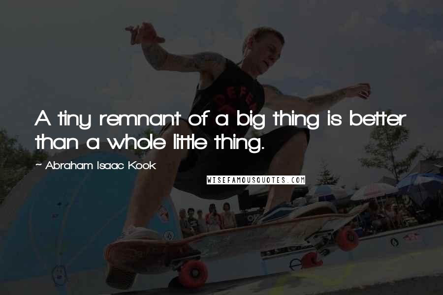 Abraham Isaac Kook Quotes: A tiny remnant of a big thing is better than a whole little thing.