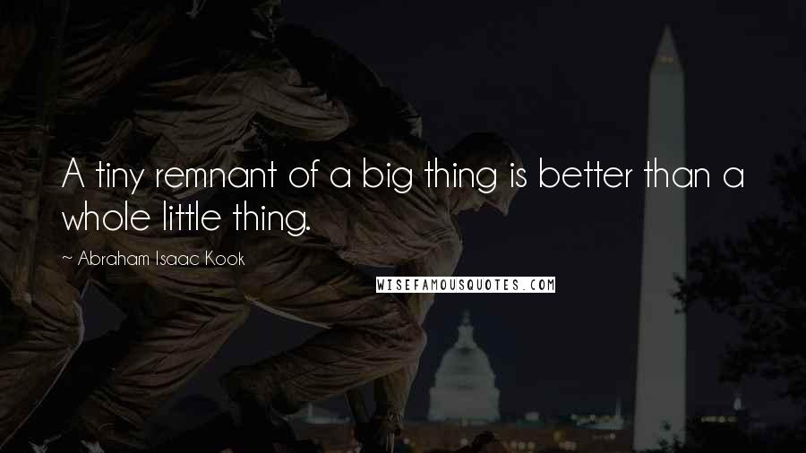Abraham Isaac Kook Quotes: A tiny remnant of a big thing is better than a whole little thing.