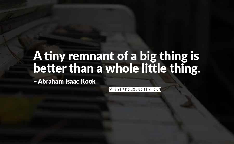 Abraham Isaac Kook Quotes: A tiny remnant of a big thing is better than a whole little thing.