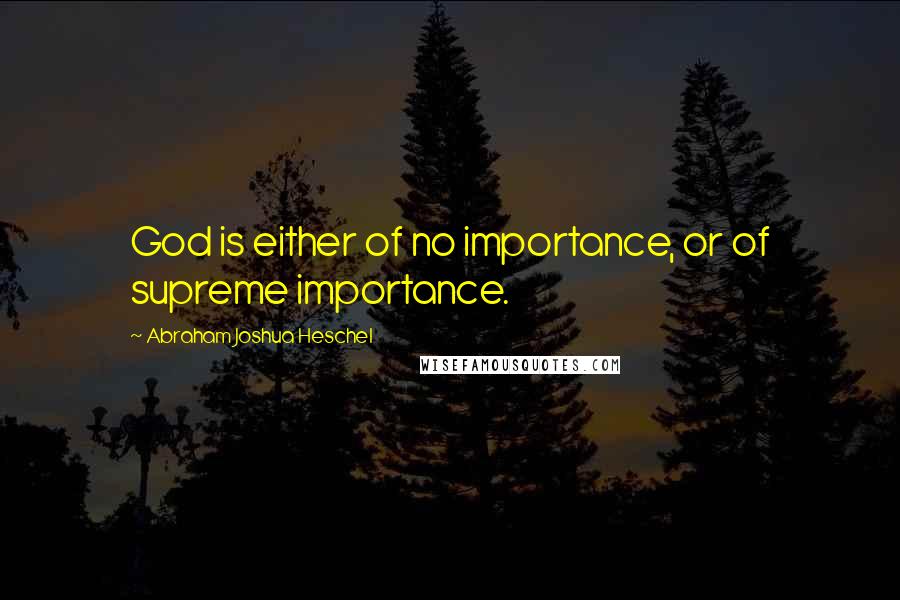 Abraham Joshua Heschel Quotes: God is either of no importance, or of supreme importance.