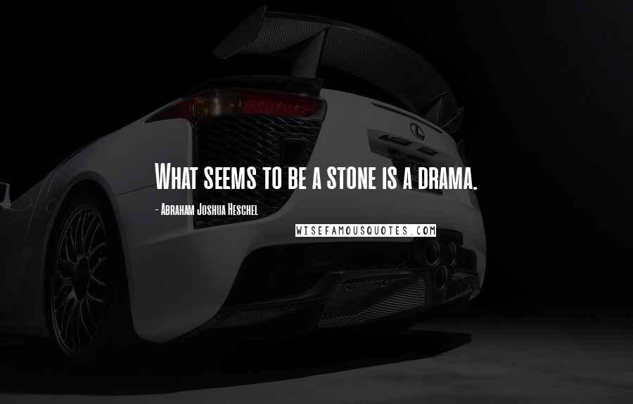 Abraham Joshua Heschel Quotes: What seems to be a stone is a drama.