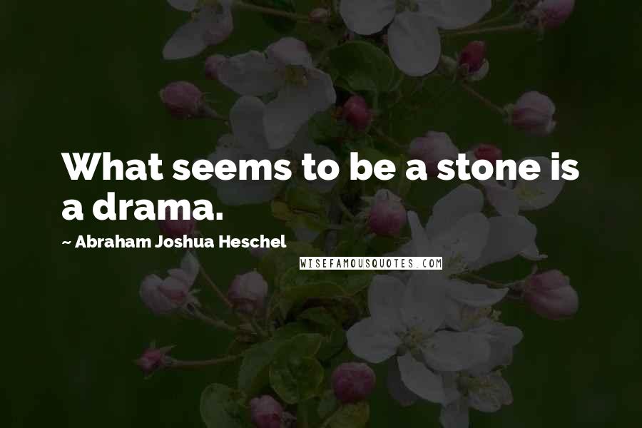 Abraham Joshua Heschel Quotes: What seems to be a stone is a drama.