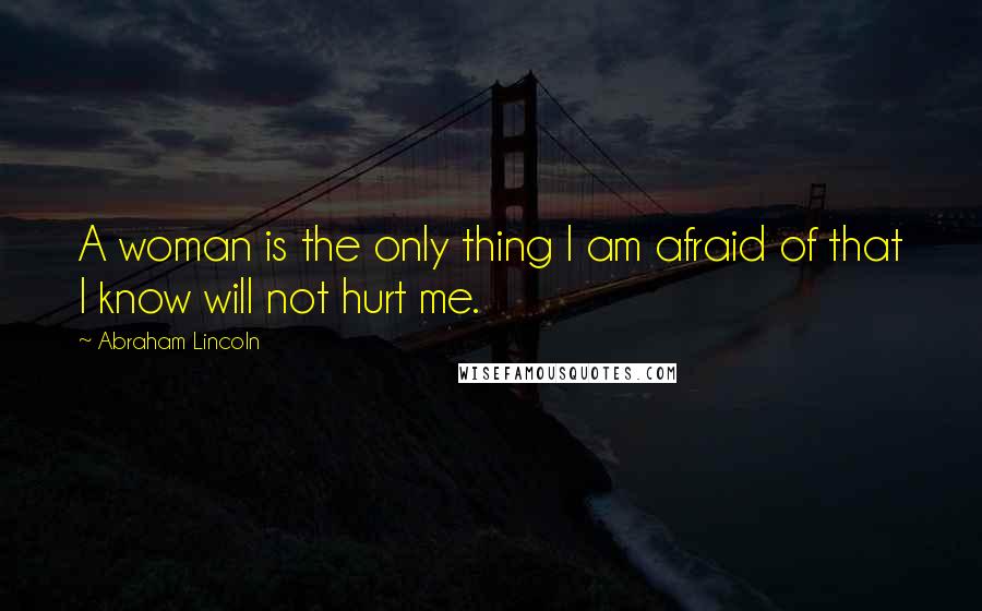 Abraham Lincoln Quotes: A woman is the only thing I am afraid of that I know will not hurt me.