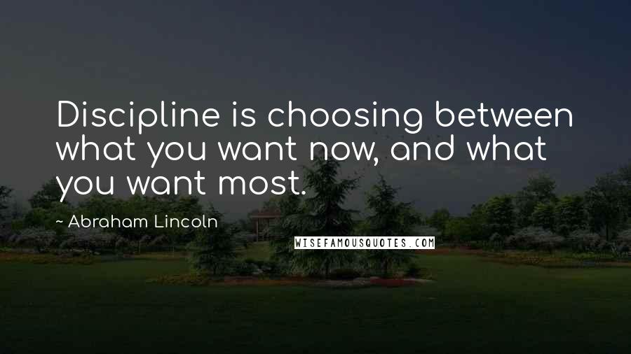 Abraham Lincoln Quotes: Discipline is choosing between what you want now, and what you want most.