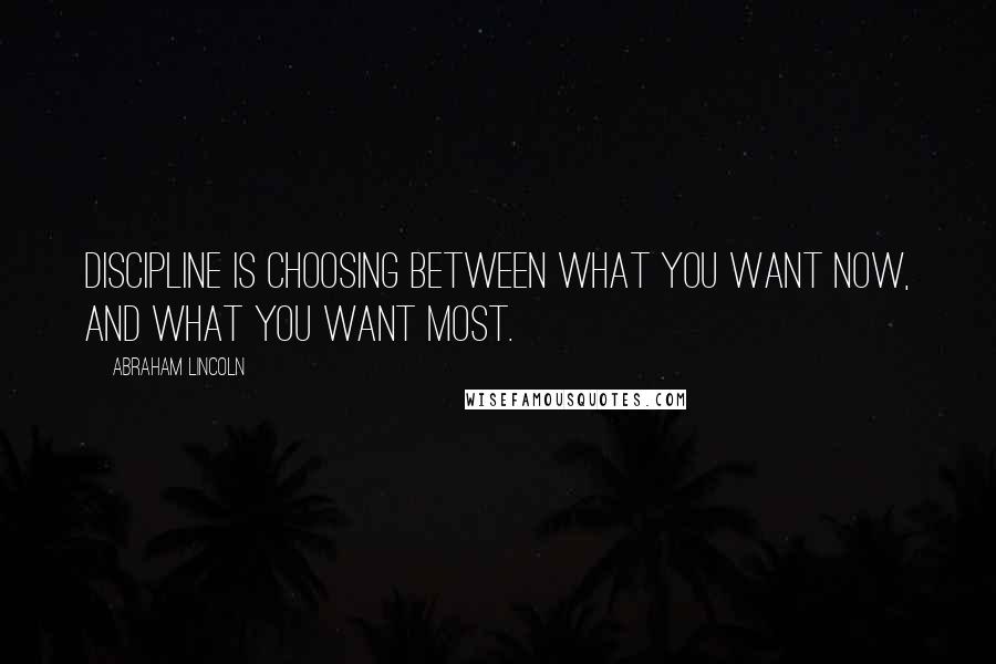 Abraham Lincoln Quotes: Discipline is choosing between what you want now, and what you want most.