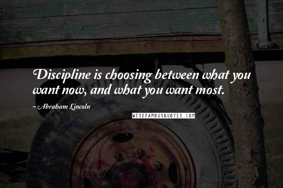 Abraham Lincoln Quotes: Discipline is choosing between what you want now, and what you want most.