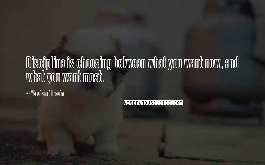 Abraham Lincoln Quotes: Discipline is choosing between what you want now, and what you want most.