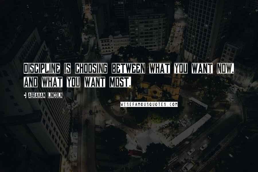 Abraham Lincoln Quotes: Discipline is choosing between what you want now, and what you want most.