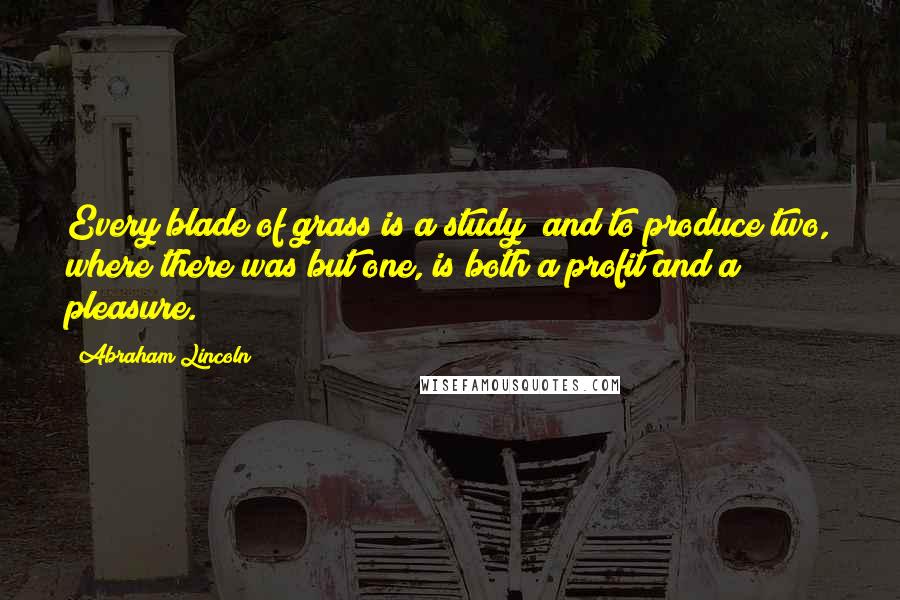Abraham Lincoln Quotes: Every blade of grass is a study; and to produce two, where there was but one, is both a profit and a pleasure.