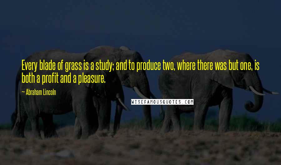 Abraham Lincoln Quotes: Every blade of grass is a study; and to produce two, where there was but one, is both a profit and a pleasure.