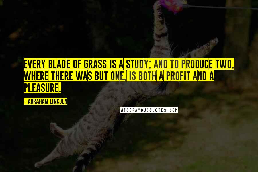 Abraham Lincoln Quotes: Every blade of grass is a study; and to produce two, where there was but one, is both a profit and a pleasure.