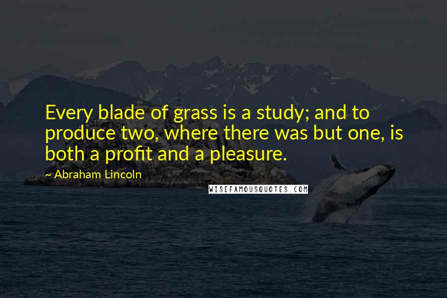 Abraham Lincoln Quotes: Every blade of grass is a study; and to produce two, where there was but one, is both a profit and a pleasure.