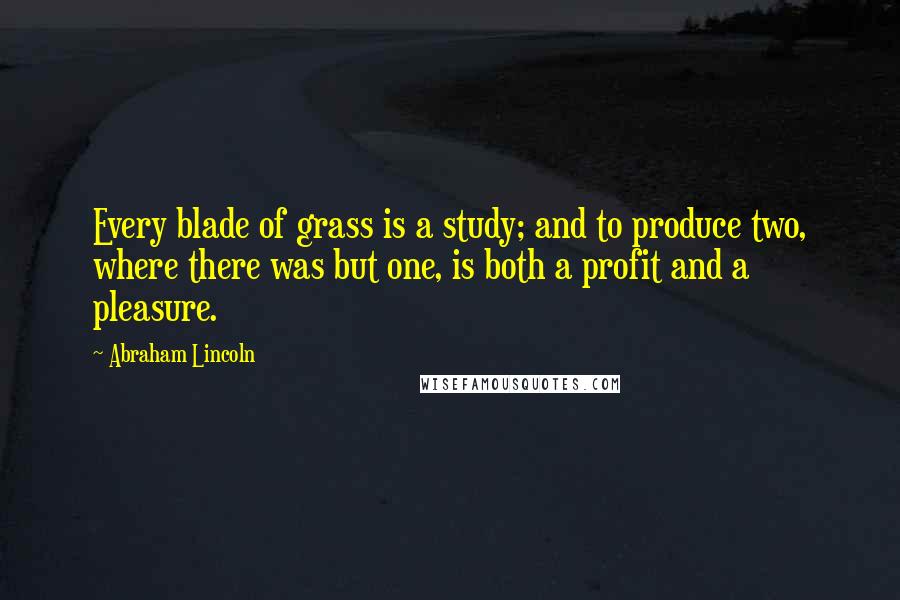 Abraham Lincoln Quotes: Every blade of grass is a study; and to produce two, where there was but one, is both a profit and a pleasure.