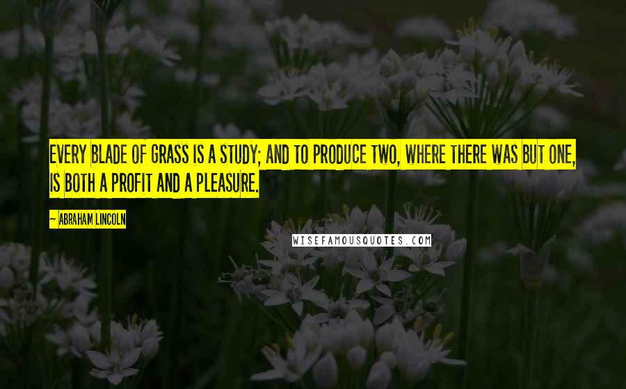 Abraham Lincoln Quotes: Every blade of grass is a study; and to produce two, where there was but one, is both a profit and a pleasure.