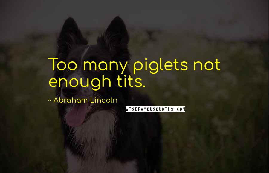 Abraham Lincoln Quotes: Too many piglets not enough tits.